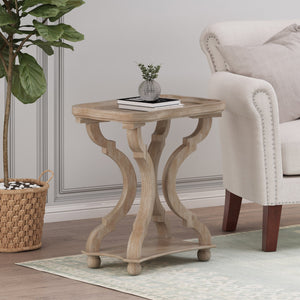 English Elm Christopher Knight Home® - End Hourglass Accent Table with Lipped Rectangular Top, French Country Firwood Charm and Elegance Natural N771P223027K