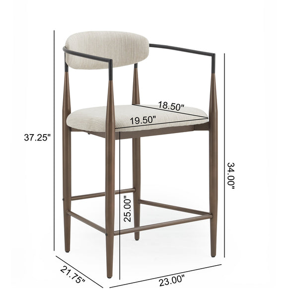 English Elm Christopher Knight Home® - Counter Stool Set Of 2 - Modern Beige Upholstered Design With Coffee-Gold Iron Frame For Style N771P249370H