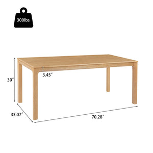 English Elm Solid Rubberwood Dining Table Thick Slab Top Seats 8 Modern Farmhouse Kitchen Natural N768P427476N