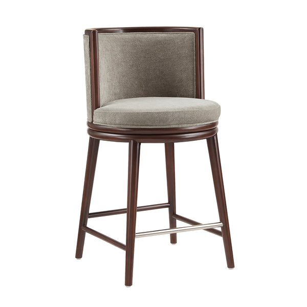 English Elm Evalyn Dove Textured Chenille Counter Stool With Durable Beech Wood Legs & Stainless Steel Footrest B365P398045