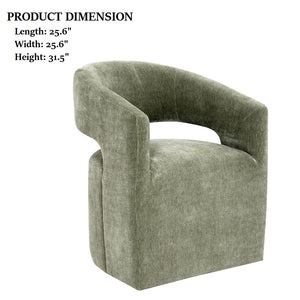 English Elm Contemporary Sculpted Barrel-Back Arm Chair with Smooth Casters, Neutral Textured Upholstery, Stylish Accent Seating Green 27 L x 26 W x 33 H B2741P400837