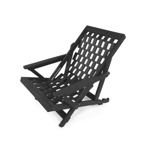 English Elm Pinecrest Outdoor Folding Lounge Chair Recycled Hdpe Reclining Patio Seat with Cushion Black B2745P409690