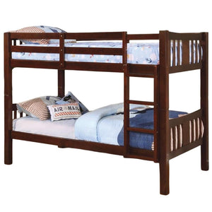 English Elm Twin Transitional Bunk Bed In Dark Walnut Finish - Space-Saving Design With Safety Features & Stability B2741S00363-GIGA