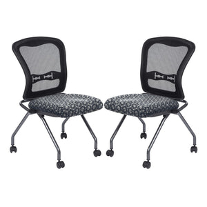 OSP Home Furnishings Soft-flex Pro-line Ii Ergonomic Folding Chair with Mesh Back and Lumbar Support Steely 84220-K108