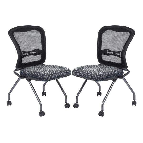 OSP Home Furnishings Soft-flex Pro-line Ii Ergonomic Folding Chair with Mesh Back and Lumbar Support Steely 84220-K108