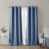 SunSmart Como Modern/Contemporary Tonal Printed Faux Silk Room Darkening Curtain Panel Pair SS40-0179 Blue