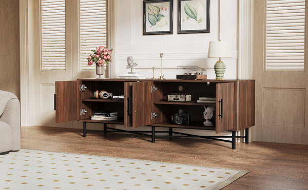 English Elm Christopher Knight Home® - Functional TV Cabinet with 4 Doors and Adjustable Shelves, Cable Management, Sturdy 66" Media Console Chestnut N779P296236C