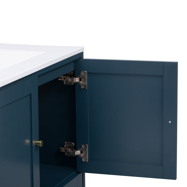 English Elm 30'' Modern Navy Blue Bathroom Vanity With Ceramic Sink, Soft-Close Doors & Gold Handles For Style N710P228365C