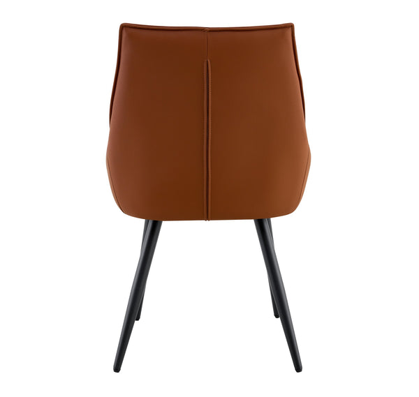 English Elm Dining Chairs Set Of 2 - Stylish Camel Faux Leather With Gold Mesh Accents And Black Legs For Comfort W3493P359746