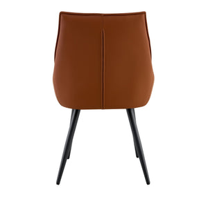 English Elm Dining Chairs Set Of 4 - Elegant Camel Faux Leather With Gold Mesh, Black Sanded Legs & Comfort Design W3493P356429