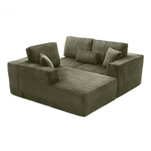 English Elm 109'' Modular Cloud Sectional Corduroy L-shape Deep Seat Sofa for Living Room W1117S00308