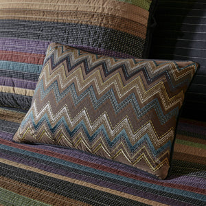JLA Home Madison Park - 6 Piece Reversible Daybed Cover Set Twin Quilt & Shams — Reversible Stripes, Chevron Pillow, Machine Washable MP13-4473