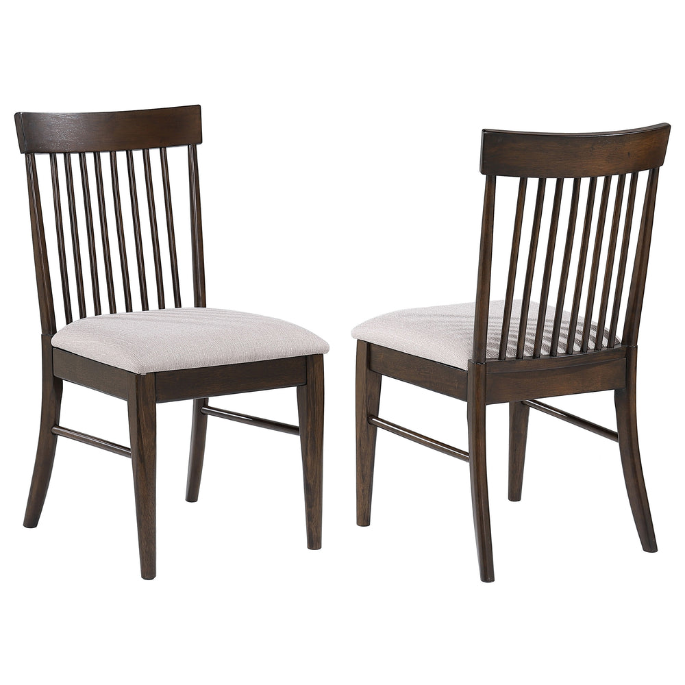 English Elm Burns Mid-Century Dark Walnut Dining Side Chairs Set of 2 — Spindle Back, Wheat Upholstery Comfort B062P299790