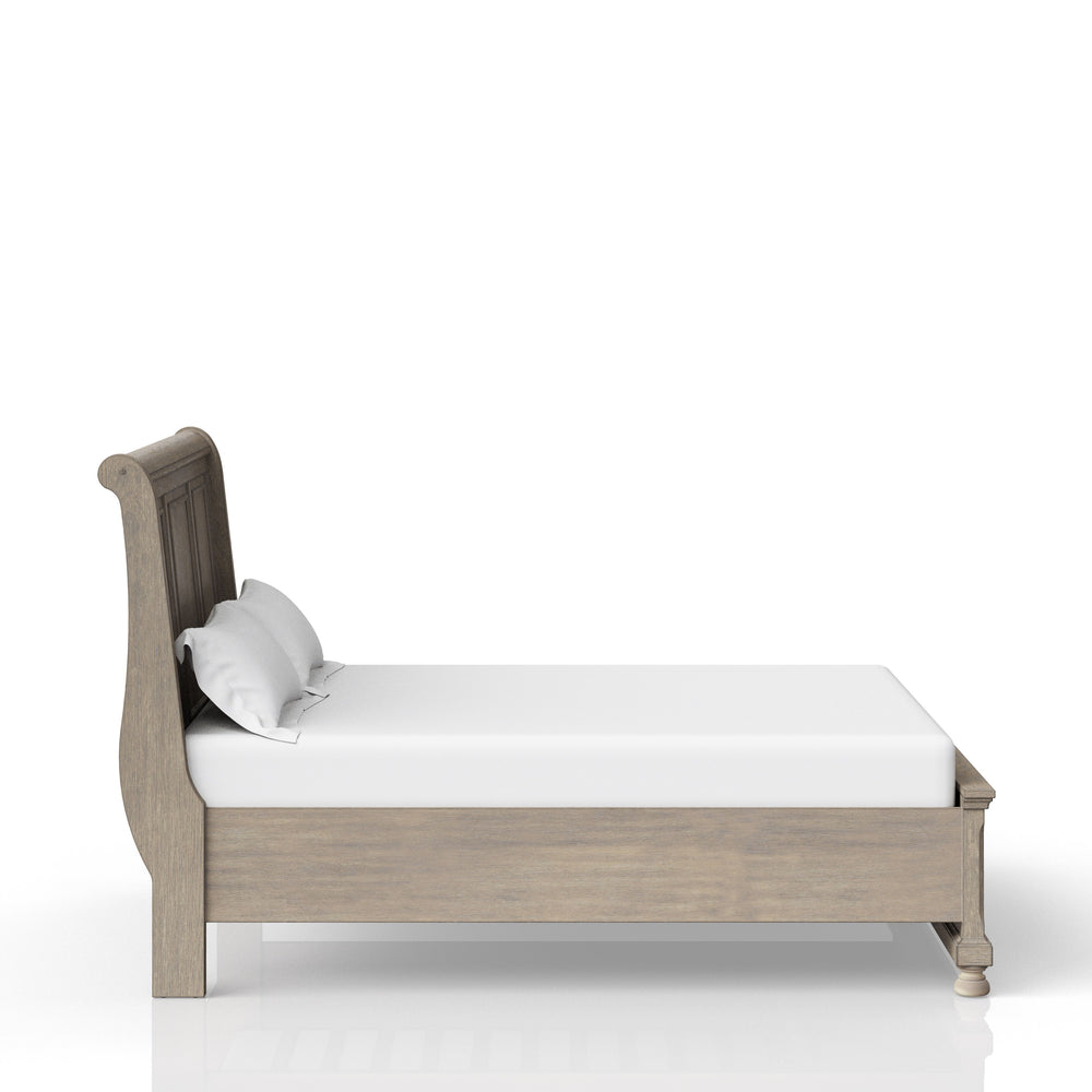 English Elm Antique Solid Wood Queen Bed with Two Under-Bed Drawers, Transitional Design and Sturdy Construction Antique Gray 83.5 L x 21.5 W x 21 H B2699S00006
