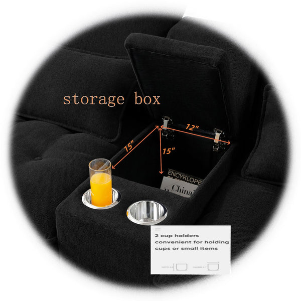 English Elm 130" U-Shaped Sofa With Console & Cupholders - 6-Seat Upholstered Lounge Set For Modern Living Spaces W1117S00244