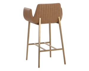 Sunpan Lucano Barstool - Stunning Milliken Cognac Faux Leather With Gold Legs For Elegant Dining Spaces Brown Faux Leather 111123