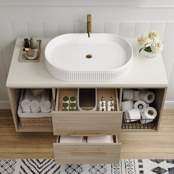 English Elm Modern 38.2" Wall-Mounted Bathroom Vanity With Oval Sink, Floating Design, Soft-Close Drawers & Storage W3136S00012