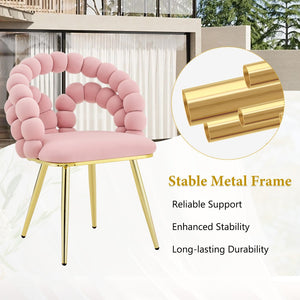 English Elm Modern Velvet Bubble Back Dining Accent Chair Set Glam Sculpted Upholstered Seating Gold,Pink W3875P446132