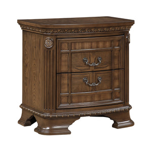 English Elm 1pc Dark Brown Elegant Nightstand with 2 Dovetail Drawers, Cedar-Lined Storage & Antique Bronze Handles B011P389524