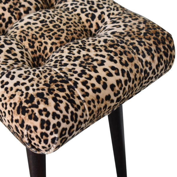 English Elm Soild Wood Leopard Print Curved Velvet Bench – Stylish Accent Seating For Entryways & Living Rooms B182P186280-GIGA