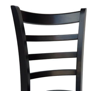 English Elm Dining Chair Set of Two Solid Rubberwood Ladder Back Farmhouse Cottage Style 67982.00MTBLK