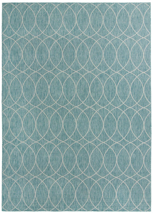 Unique Loom Outdoor Trellis Gitter Machine Made Trellis Rug Light Aqua, Ivory 10' 0" x 14' 1"