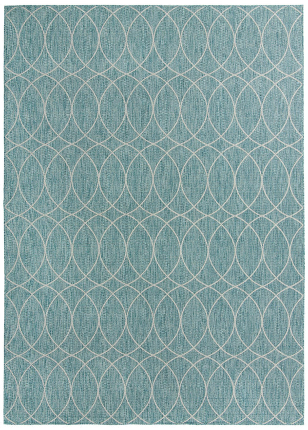 Unique Loom Outdoor Trellis Gitter Machine Made Trellis Rug Light Aqua, Ivory 10' 0" x 14' 1"