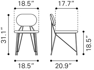 Georges Dining Chair - Set of 2 Gray & Gold 109661 Zuo Modern