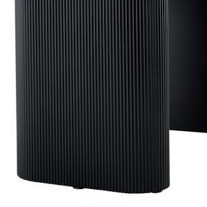 English Elm Table Set: Modern 67" Black Wood Grain Dining Table With 6 Comfortable Techno-Fabric Chairs, Durable Design W1151S04152-GIGA