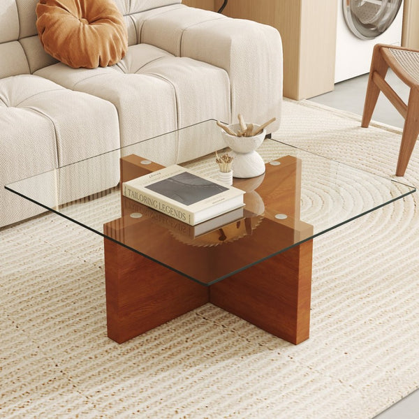 English Elm Only Square Tempered Glass Table Top Heat Resistant Clear Surface for Dining W1151P209992