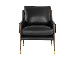 Sunpan Mauti Armchair - Luxurious 100% Bovine Leather with Elegant Wood Frame for Timeless Comfort and Style Distressed Brown / Cortina Black Leather