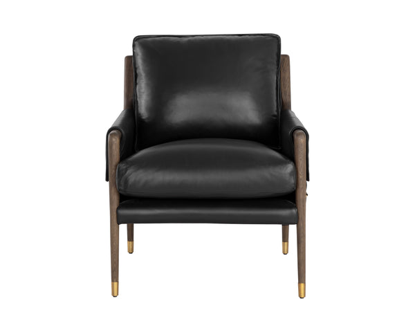 Sunpan Mauti Armchair - Luxurious 100% Bovine Leather with Elegant Wood Frame for Timeless Comfort and Style Distressed Brown / Cortina Black Leather