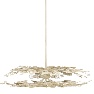 Maidenhair Cream Semi-Flush Mount Light Fixture - Nature-Inspired Design with Antique Pearl Finish