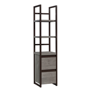 English Elm Narrow Bookcase - Stylish Brown Oak Finish With Locking Drawers For Secure Storage In Small Spaces B356P367966