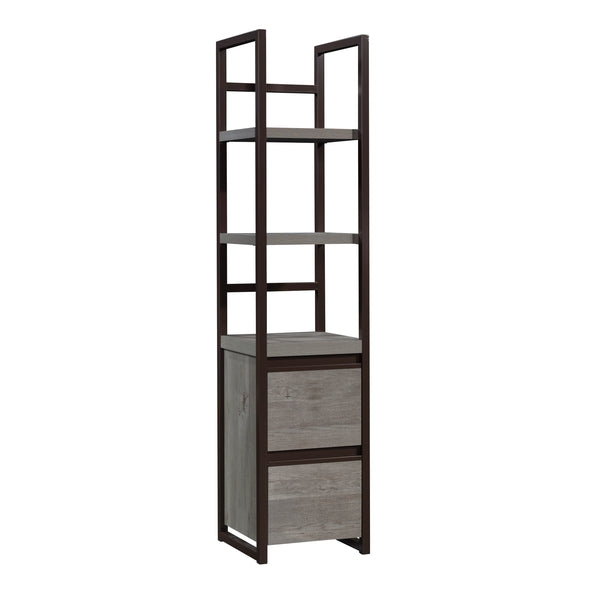 English Elm Narrow Bookcase - Stylish Brown Oak Finish With Locking Drawers For Secure Storage In Small Spaces B356P367966