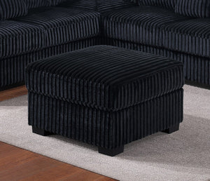 English Elm Black Jumbo Corduroy L-shaped Sectional Set with Ottoman for Modern Living Rooms B011S02202