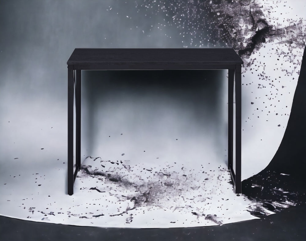 English Elm Zaidin Matte Black Writing Desk with V-shaped Metal Base for Home Office or Dorm B2726P243684