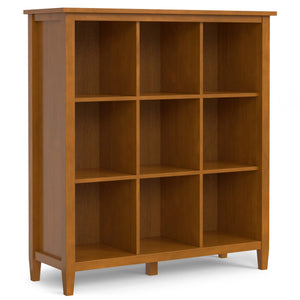 English Elm Warm Warm Shaker 9 Cube Storage Brown Pine 9-Cube Organizer Handcrafted Solid Wood 15.8x44x48" Transitional B136P238618