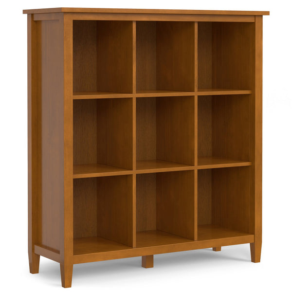 English Elm Warm Warm Shaker 9 Cube Storage Brown Pine 9-Cube Organizer Handcrafted Solid Wood 15.8x44x48" Transitional B136P238618