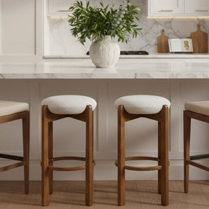 English Elm Christopher Knight Home® - Tara Indoor Wooden Upholstered Barstools Set Of 2 – Elegant Walnut & Ivory Comfort For Any Space N775P333863D