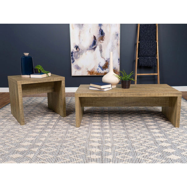 English Elm Rectangular Farmhouse Coffee Table with Rustic Engineered Wood Finish, Sturdy Center Brace and Warm Tone Mango color B016P370581