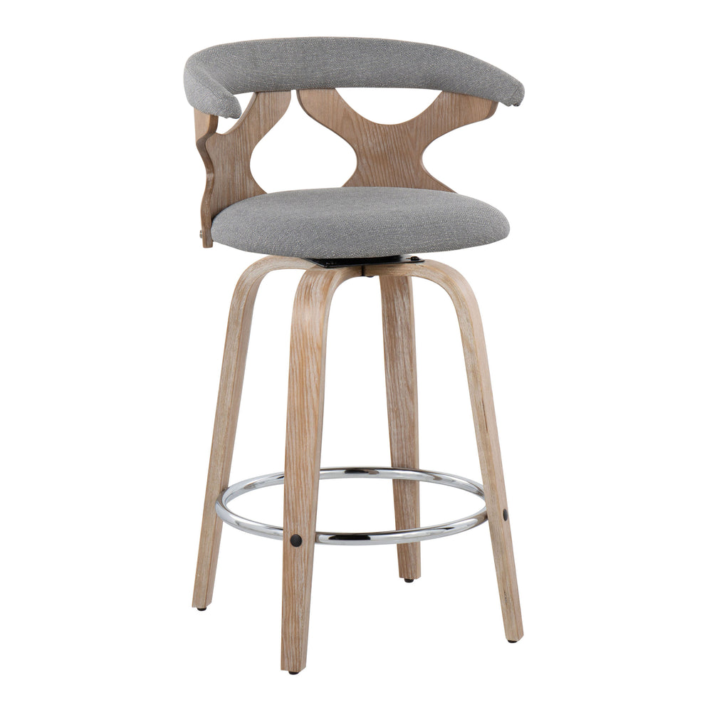 English Elm Gardenia Contemporary 26" Fixed-Height Swivel Counter Stool with Padded Fabric Seat and Chrome FootrestGardenia Contemporary 26" Fixed-Height Swivel Counter Stool with Padded Fabric Seat and Chrome Footrest Grey B202S00293