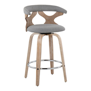English Elm Gardenia Contemporary 26" Fixed-Height Swivel Counter Stool with Padded Fabric Seat and Chrome FootrestGardenia Contemporary 26" Fixed-Height Swivel Counter Stool with Padded Fabric Seat and Chrome Footrest Grey B202S00293