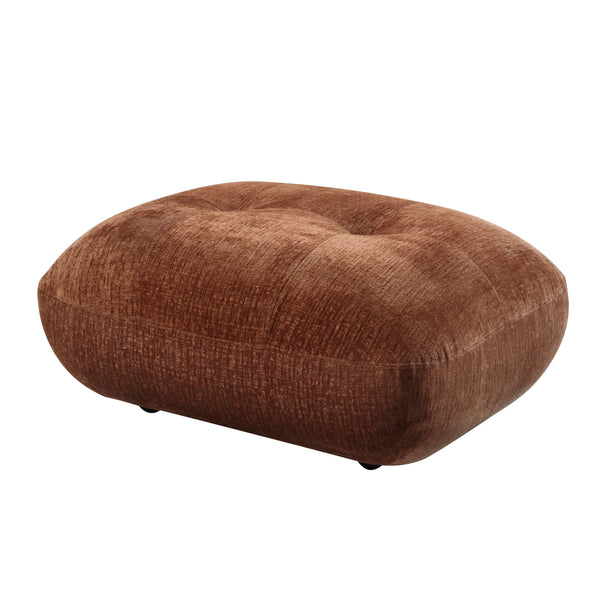 English Elm Carrick Rustic Brown Sandwich Mesh Ottoman with 3D Textured Polyester, Versatile Accent Seat/Footrest B2726P241357