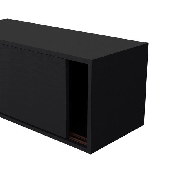 English Elm Wall Engineered Wood Cabinet with Single Door and Two Shelves for Kitchen Storage, Modern Durable Design Black 33.86 L x 14.17 W x 3.54 H B097P250893