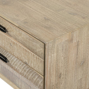 English Elm Baly Acacia Wood Two Drawer Nightstand Mid Century Legs Soft Close Bedroom B2736P464866