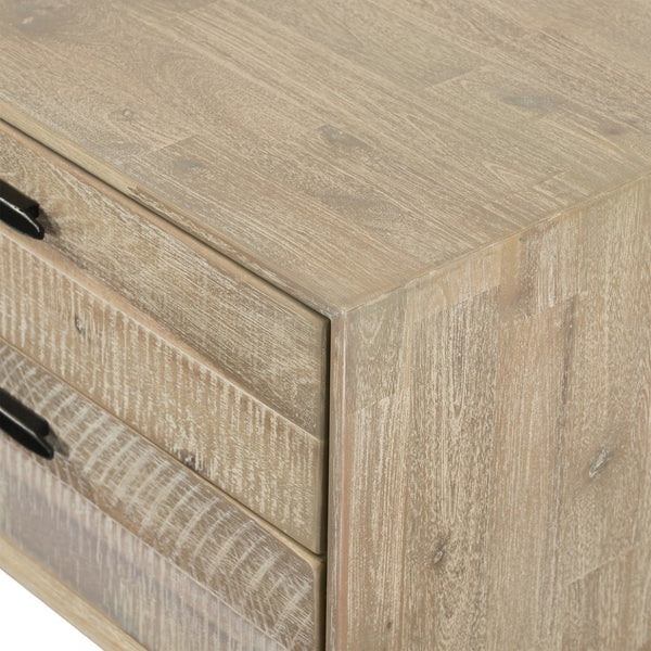 English Elm Baly Acacia Wood Two Drawer Nightstand Mid Century Legs Soft Close Bedroom B2736P464866