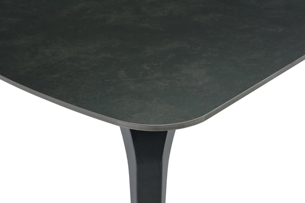 English Elm Modern Sintered Stone Rectangular Dining Table Gold Accent Legs Heat Resistant Surface Dark Gray W3493P436782