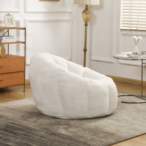 English Elm Bean Bag Lounge Chair Faux Fur Memory Foam Armrests Ergonomic Seat for Adults White W2200P239859