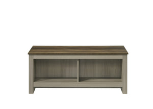 English Elm Nilda Two-tone Oak Coffee Table with Walnut Top and Dual Open Storage Shelves B2749P413254